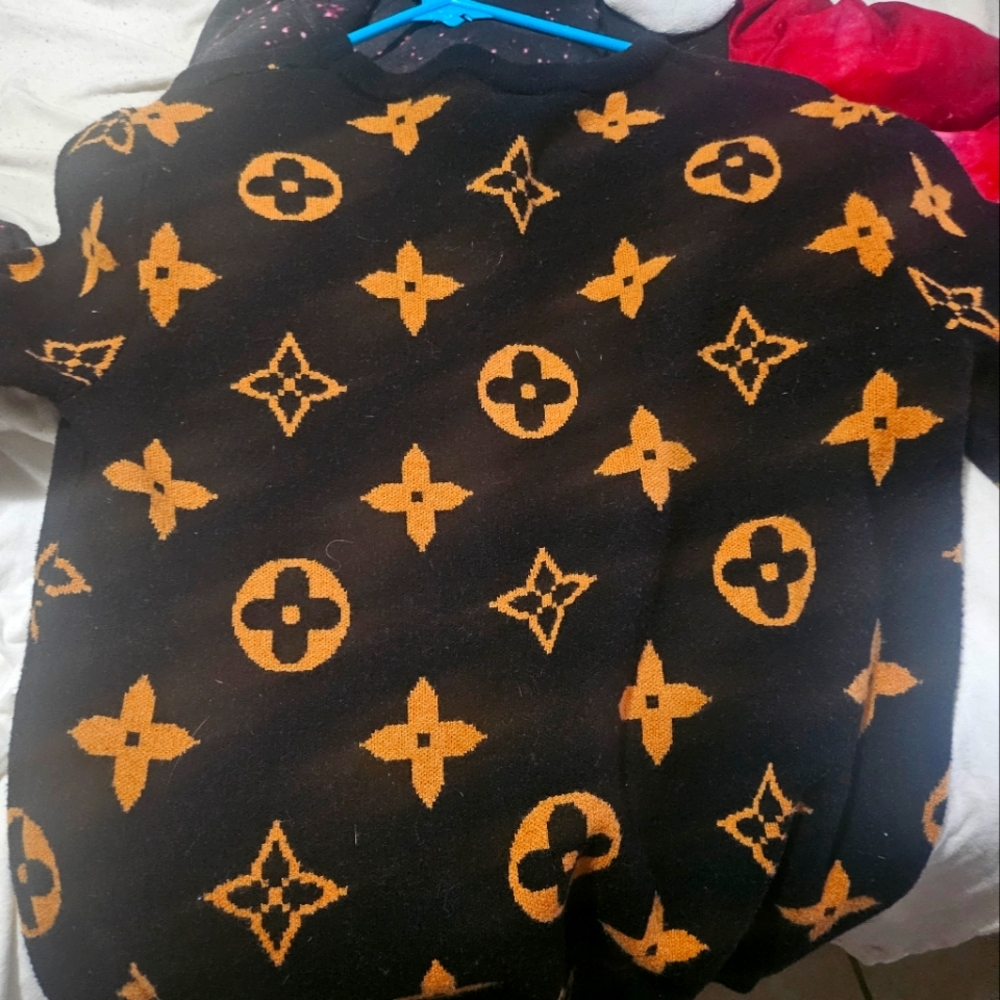 Designer Black and Orange Patterned Sweater